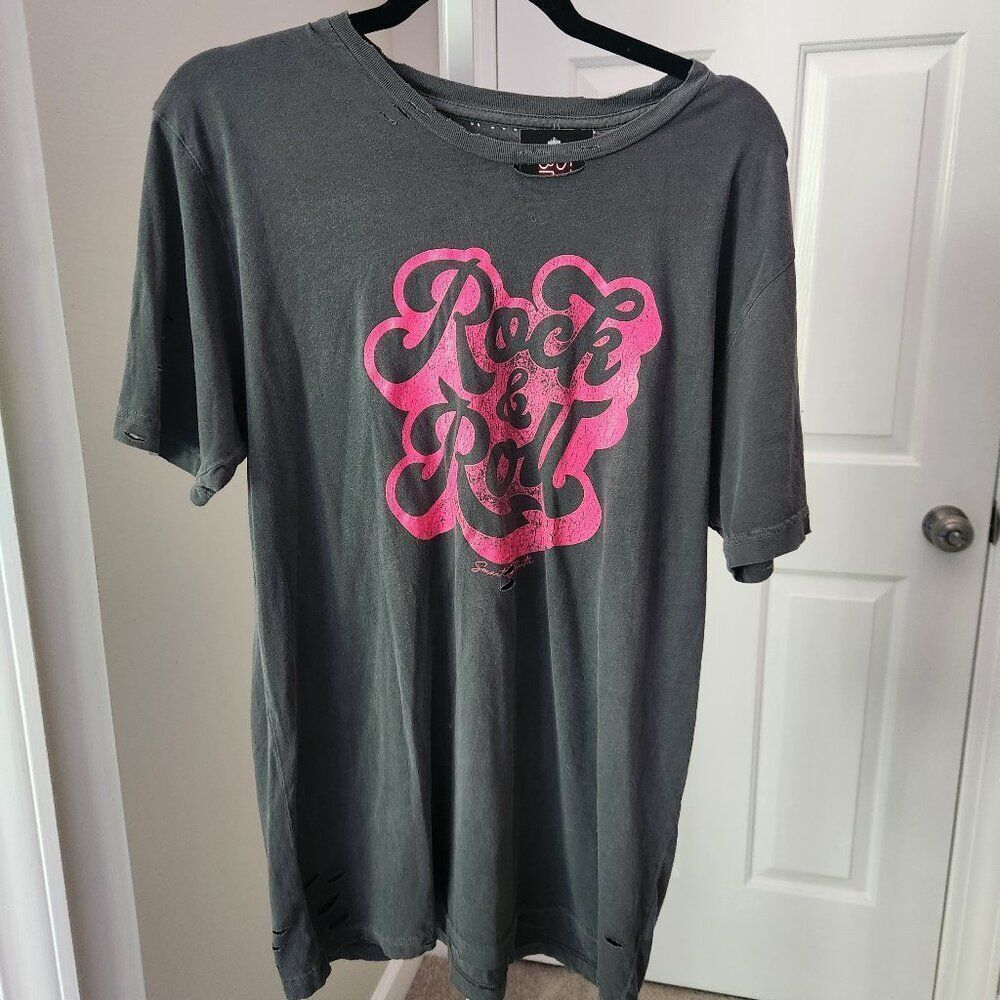 Smart Mouth Distressed Rock & Roll T-Shirt Size Large